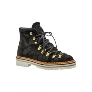 NEW FRACAP women's suede lace up boots in black